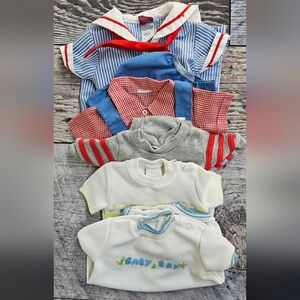 Vintage Baby Boys Clothing Lot of 5 Sailor & Choo Choo Overalls Set Rare
